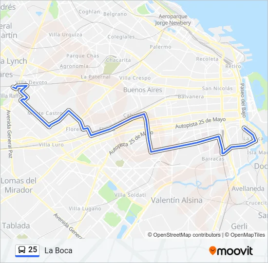25 Colectivo Line Map