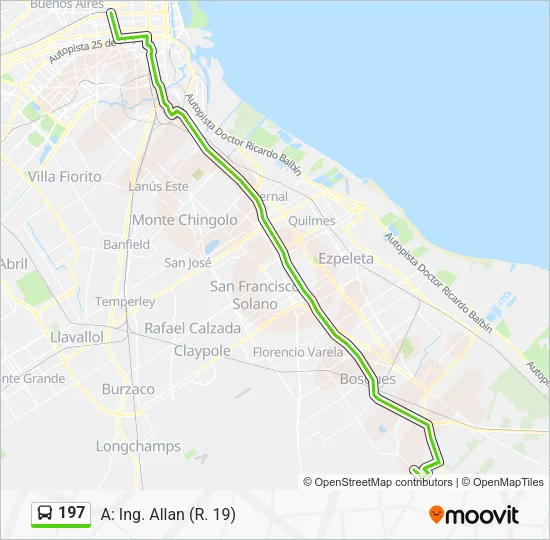 Mapa de 197 de Colectivo