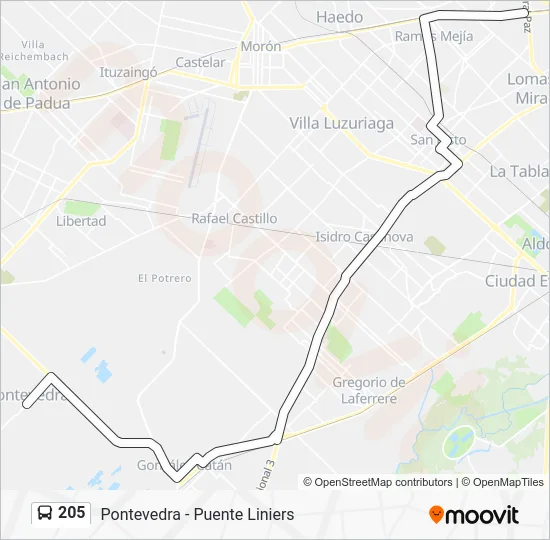 205 Colectivo Line Map