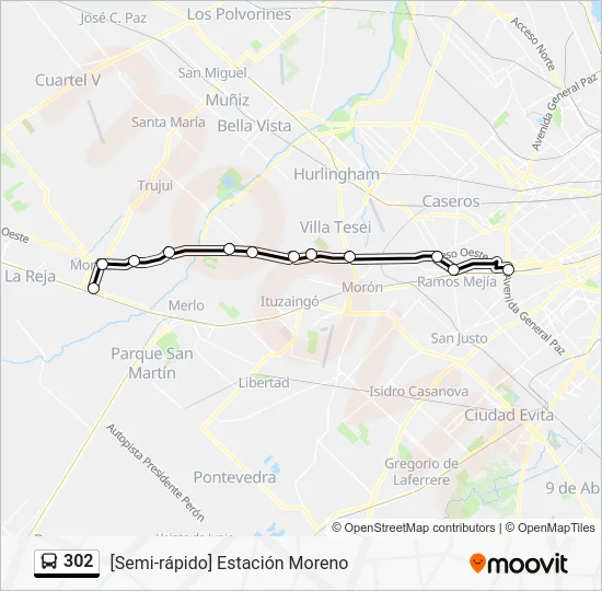 302 Colectivo Line Map