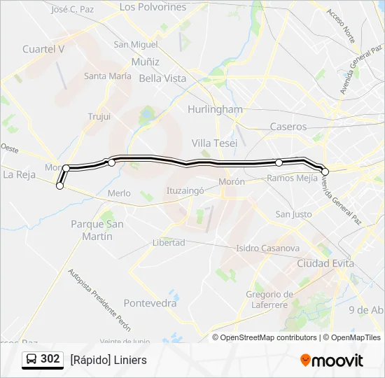 302 Colectivo Line Map
