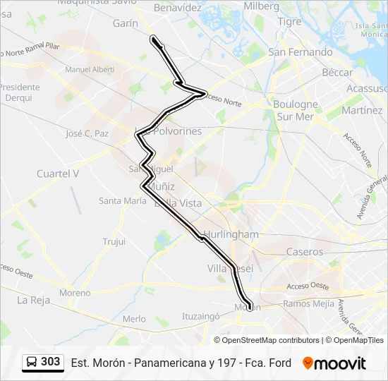 303 Colectivo Line Map