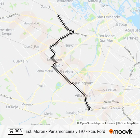 303 Colectivo Line Map