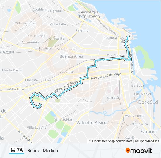7A colectivo Line Map