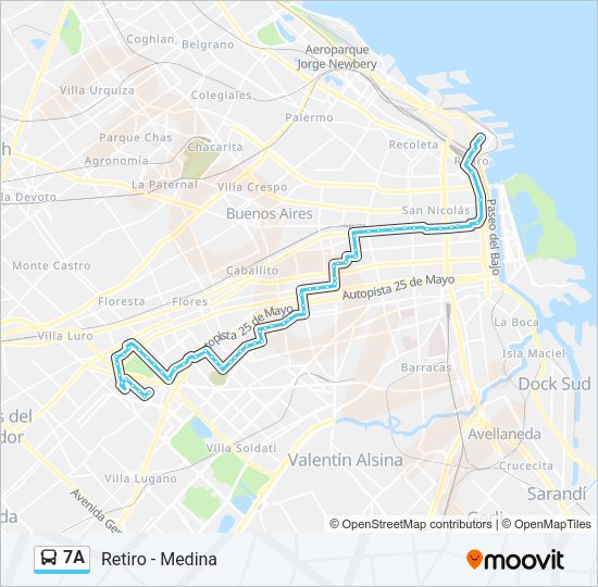 7A Colectivo Line Map