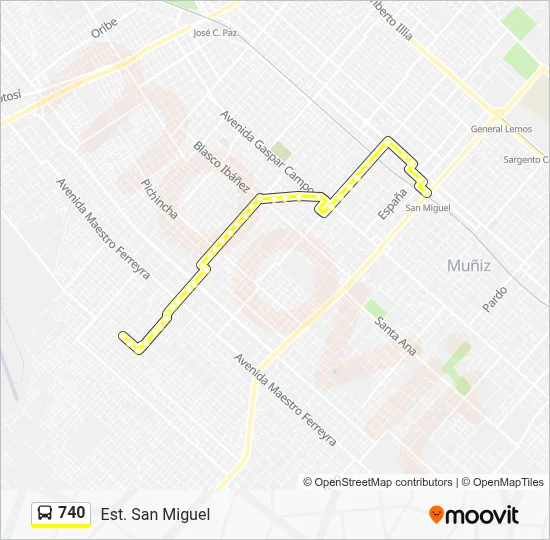 Ruta 740: horarios, paradas y mapas - Est. San Miguel (Actualizado)