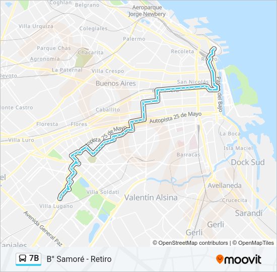 7B Colectivo Line Map