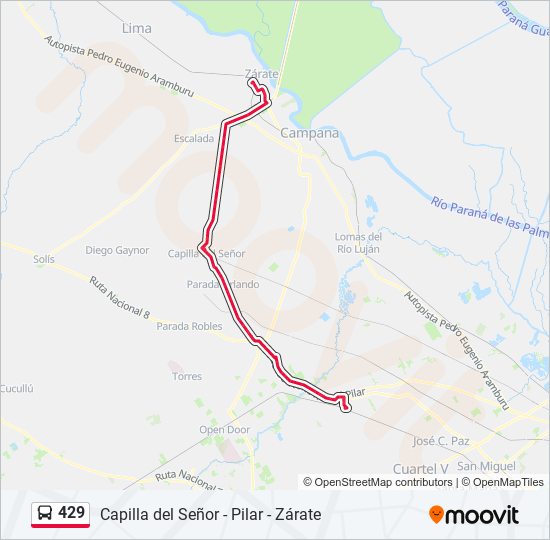 Mapa de 429 de Colectivo