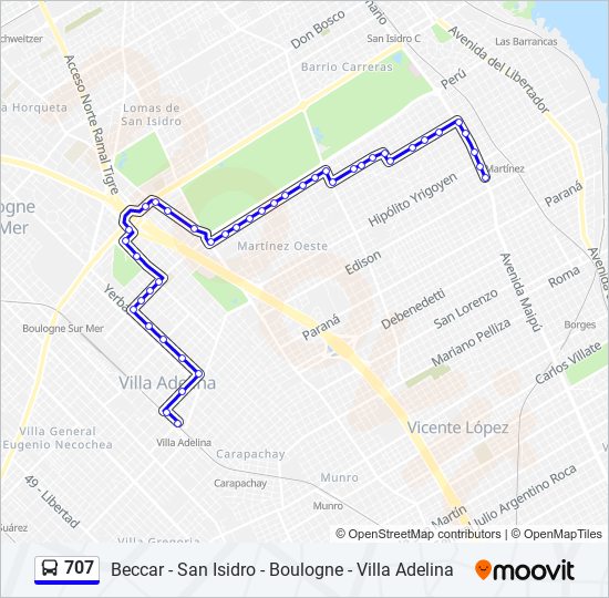 707 colectivo Line Map