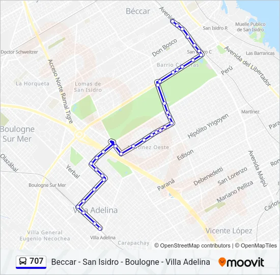 707 Colectivo Line Map