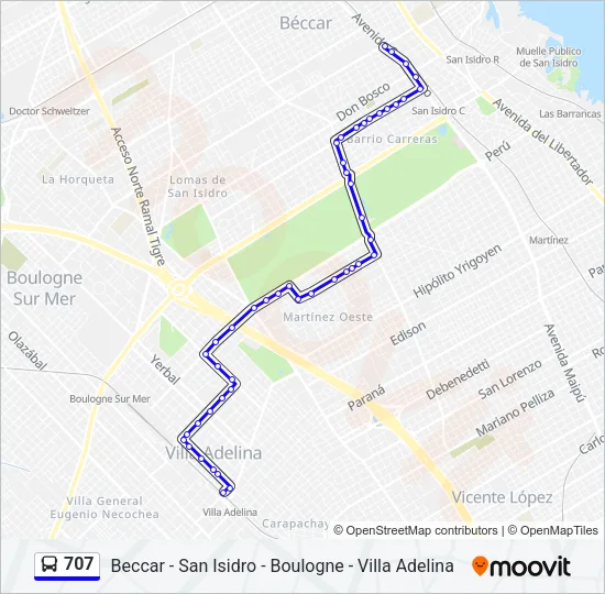 707 Colectivo Line Map