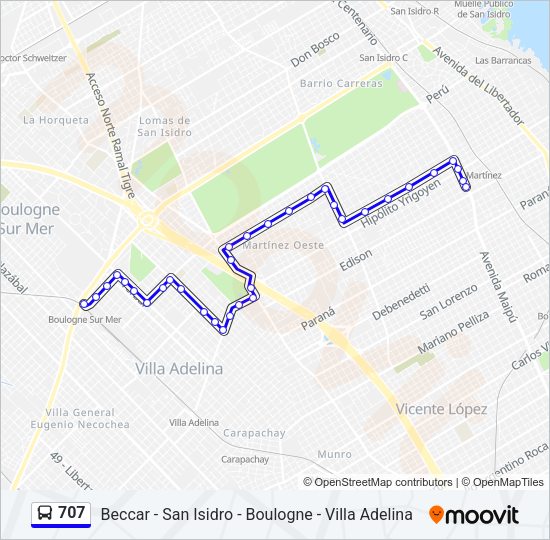 Mapa de 707 de Colectivo