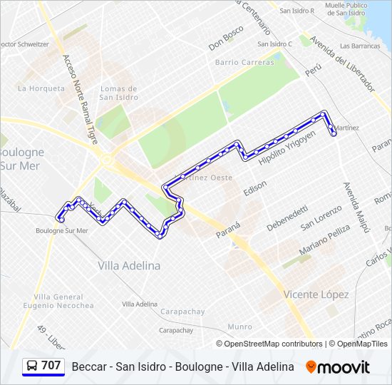Mapa de 707 de Colectivo