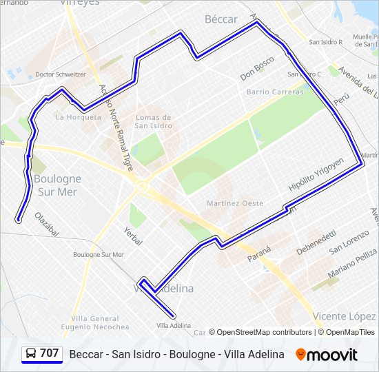 Mapa de 707 de Colectivo
