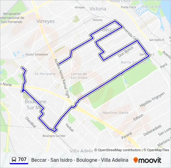 707 Colectivo Line Map