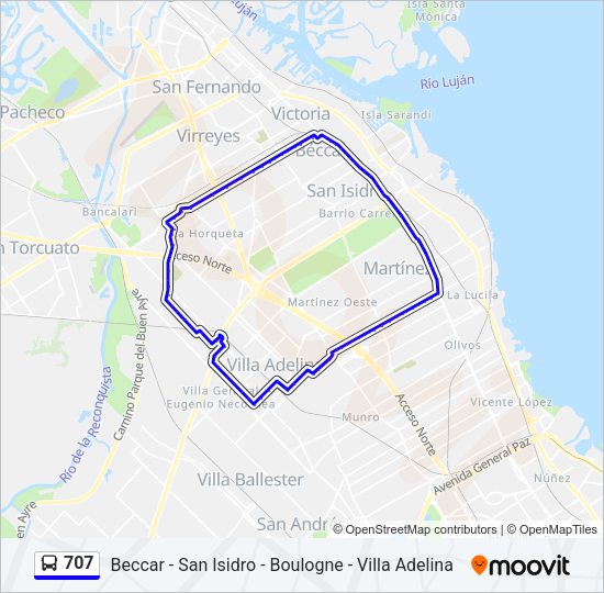 Mapa de 707 de Colectivo