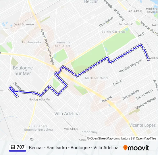 707 Colectivo Line Map