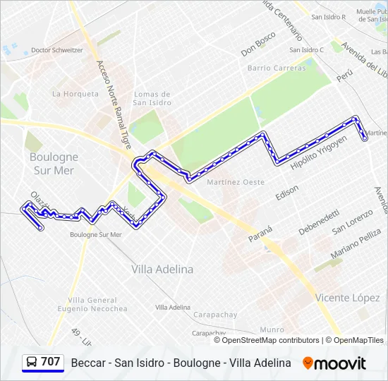 707 Colectivo Line Map