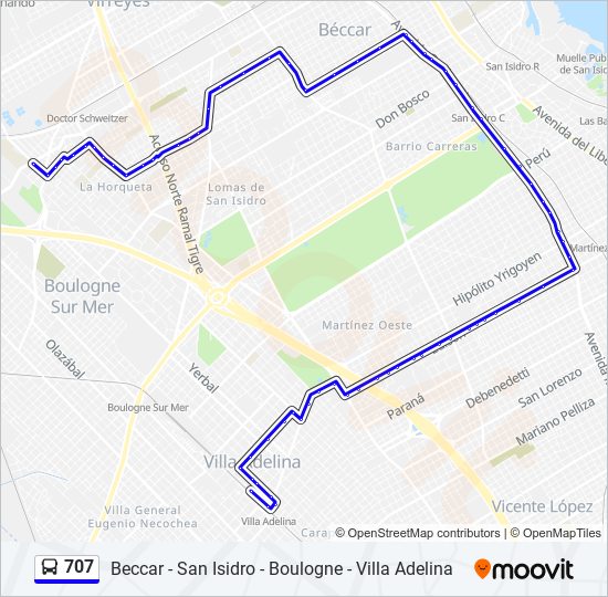 707 colectivo Line Map