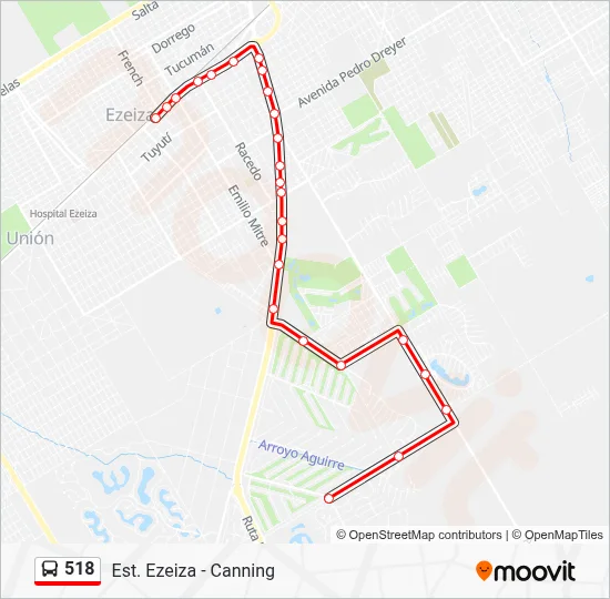 518 Map Ruta 518: horarios, paradas y mapas - Est. Ezeiza - Canning (Actualizado)