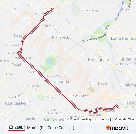 Mapa de 269B de Colectivo