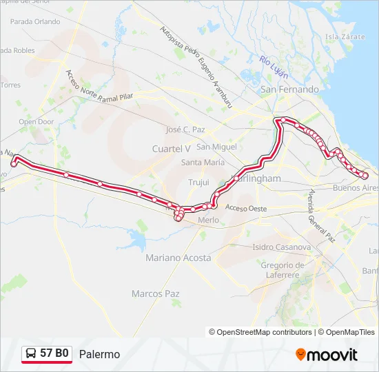 57 B0 Colectivo Line Map