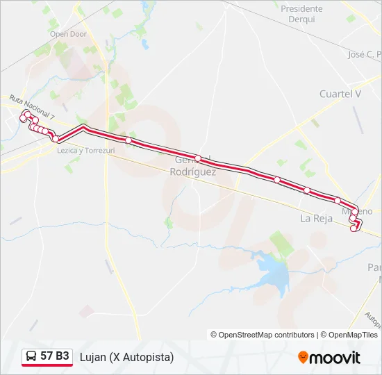 57 B3 Colectivo Line Map