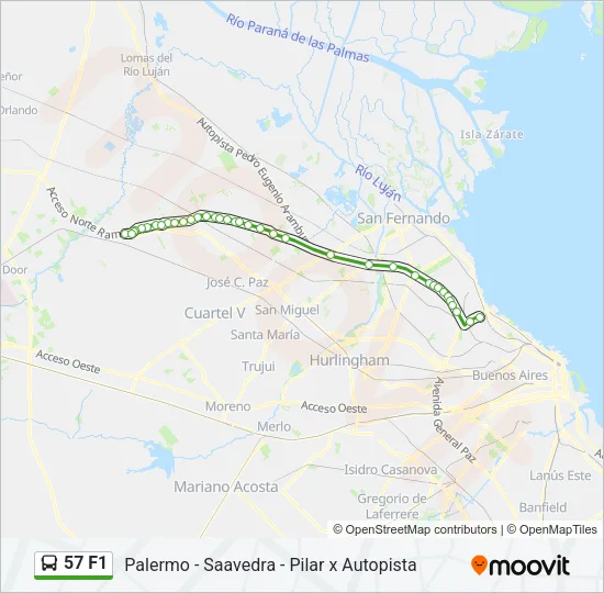 57 F1 Colectivo Line Map