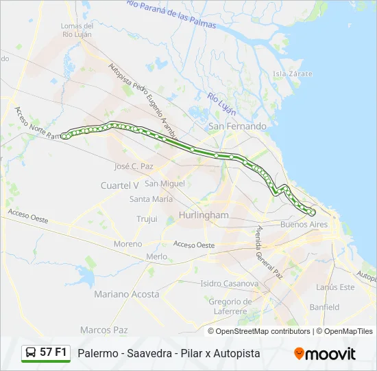 57 F1 Colectivo Line Map