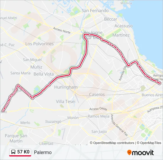 57 K0 Colectivo Line Map