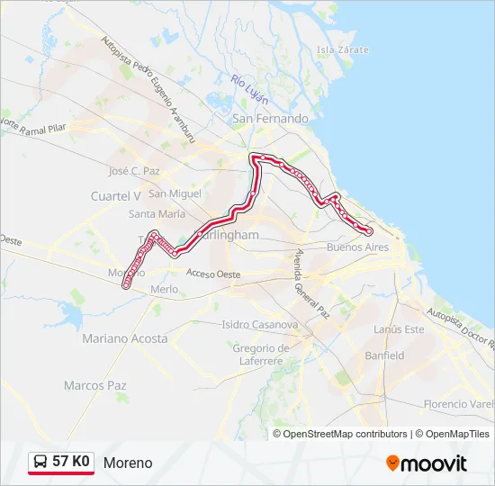 57 K0 Colectivo Line Map