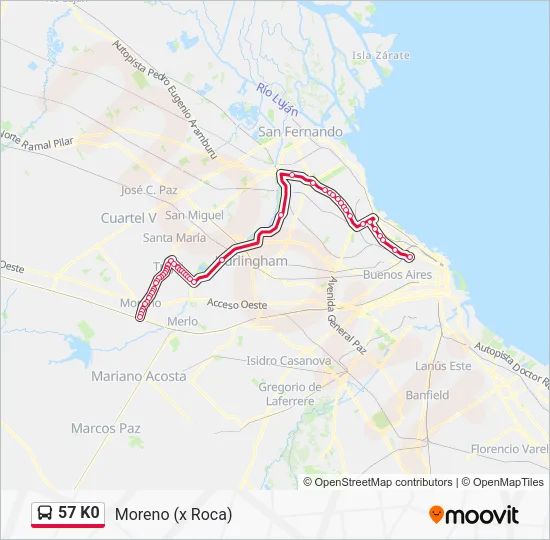 57 K0 Colectivo Line Map