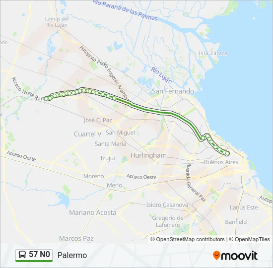 57 N0 Colectivo Line Map