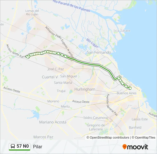57 N0 Colectivo Line Map