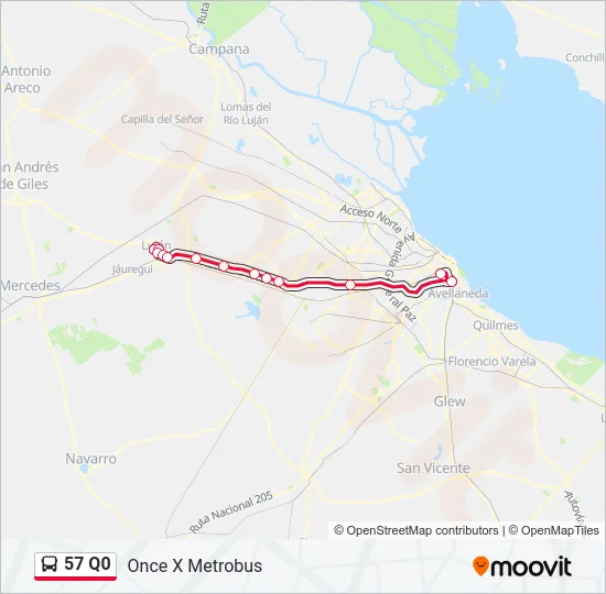 57 Q0 Colectivo Line Map