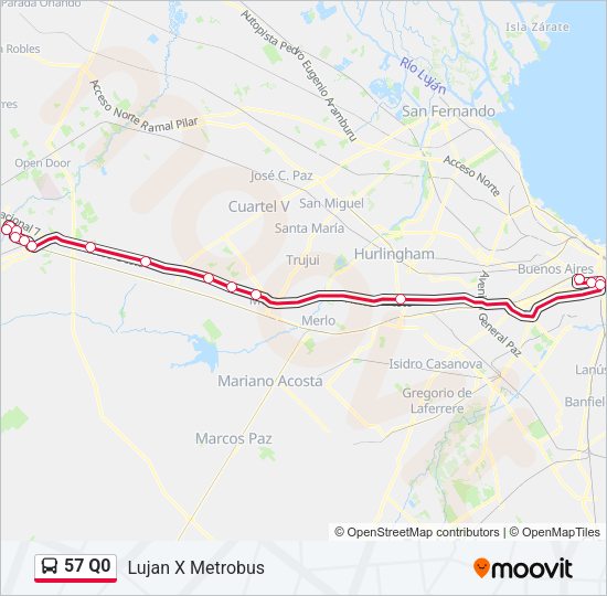 57 Q0 Colectivo Line Map