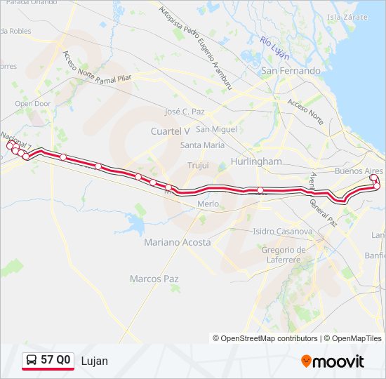 57 Q0 Colectivo Line Map