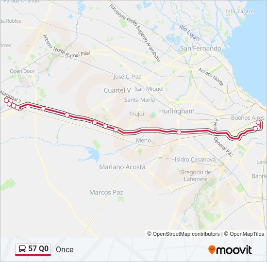 Ruta 57 q0 horarios, paradas y mapas Once (Actualizado)