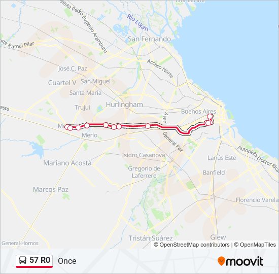 57 R0 Colectivo Line Map