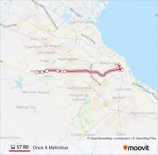 57 R0 Colectivo Line Map