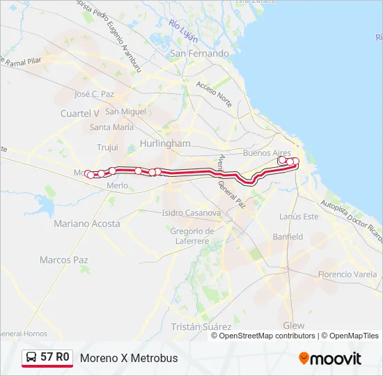 57 R0 Colectivo Line Map