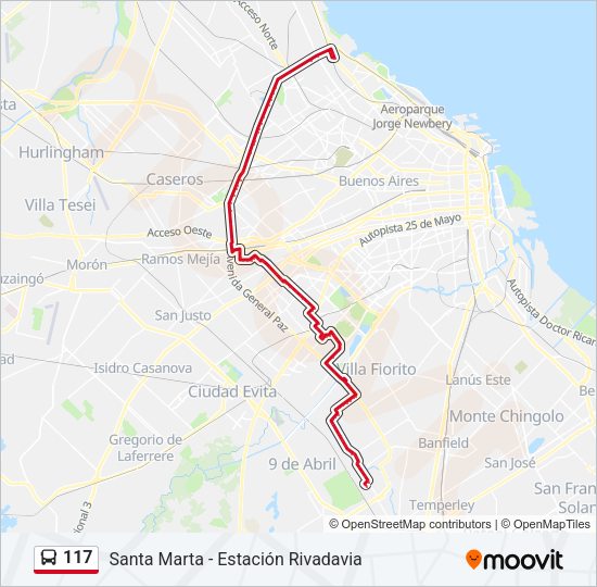 117 Colectivo Line Map