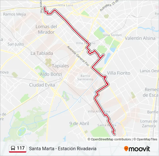 117 Colectivo Line Map