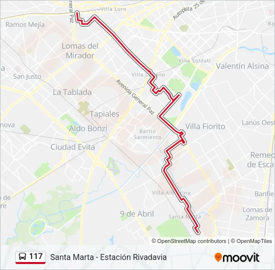 117 Colectivo Line Map