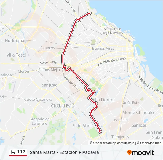 117 Colectivo Line Map