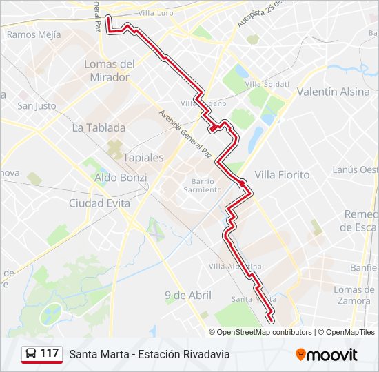 Mapa de 117 de Colectivo