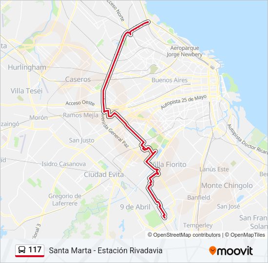 Mapa de 117 de Colectivo