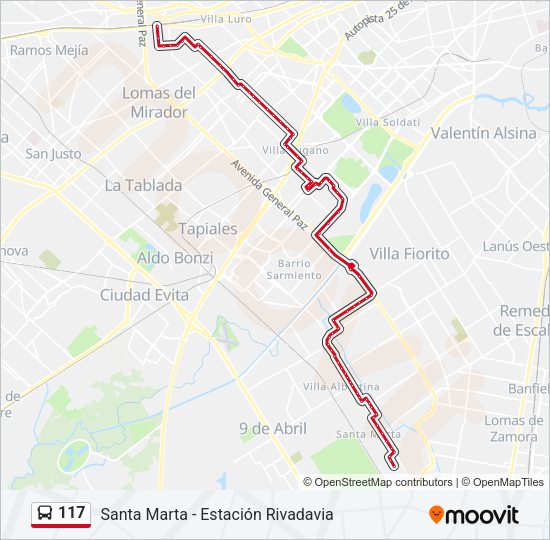 117 Colectivo Line Map
