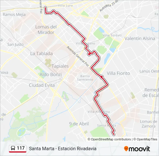117 Colectivo Line Map