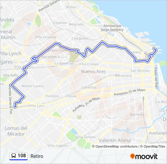108 Colectivo Line Map